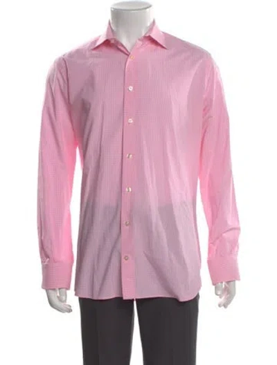 Pre-owned Suitsupply Plaid Print Long Sleeve Shirt In Pink
