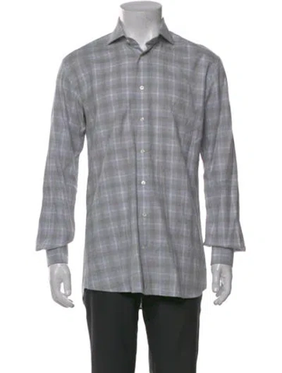 Pre-owned Suitsupply Plaid Print Long Sleeve Shirt In White