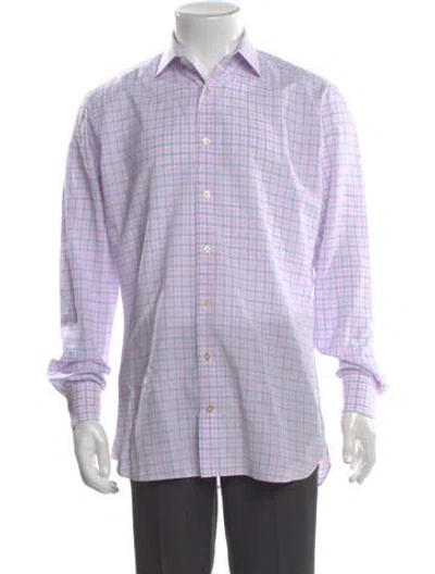 Pre-owned Suitsupply Plaid Print Long Sleeve Shirt In White