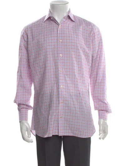 Pre-owned Suitsupply Plaid Print Long Sleeve Shirt In White