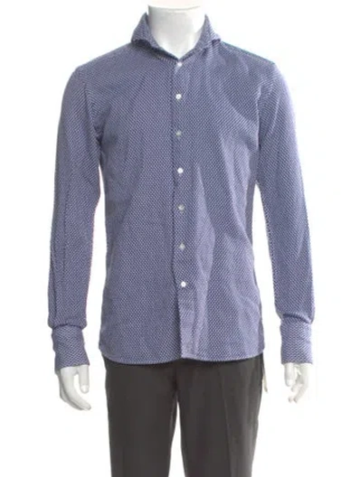 Pre-owned Suitsupply Polka Dot Print Long Sleeve Shirt In Blue