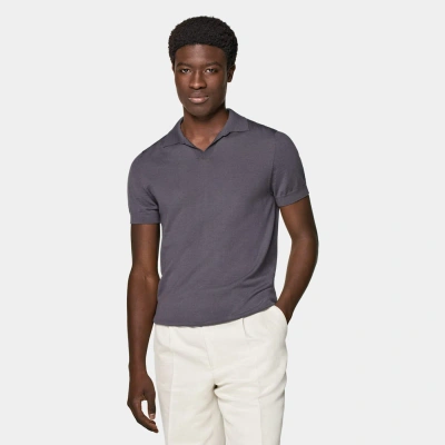 Suitsupply Purple Buttonless Polo Shirt