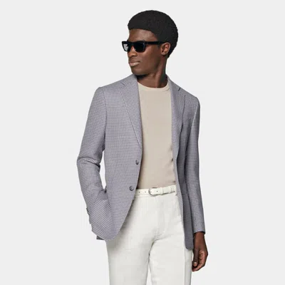 Suitsupply Purple Houndstooth Tailored Fit Havana Blazer In Gray