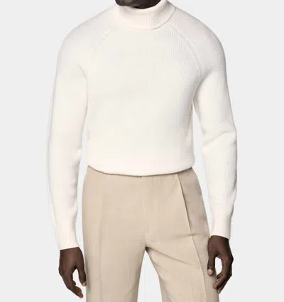 Suitsupply Ribbed Merino Wool Turtleneck Sweater - Plus In Off White