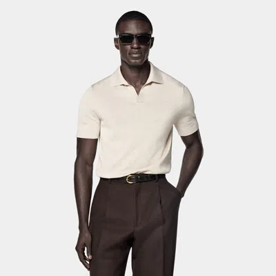 Suitsupply Sand Buttonless Polo In White