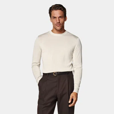 Suitsupply Sand Crewneck In White