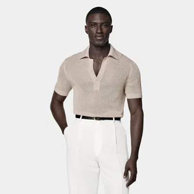 Suitsupply Sand Crochet Polo In Pink