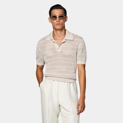 Suitsupply Sand Crochet Polo In Neutral