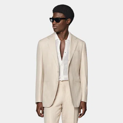 Suitsupply Sand Herringbone Tailored Fit Havana Suit In Neutral
