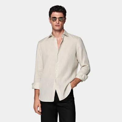 Suitsupply Sand Linen Shirt In Neutral