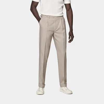 Suitsupply Sand Pleated Vigo Pants In Neutral