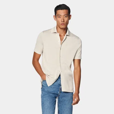 Suitsupply Sand Polo Cardigan In Neutral