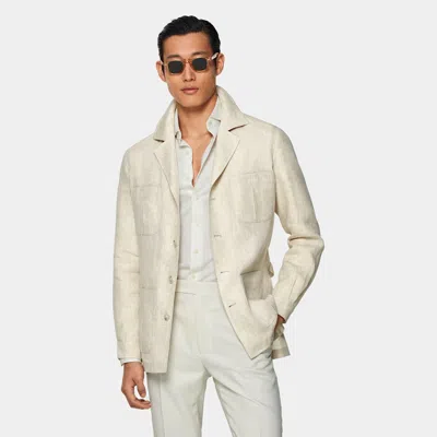 Suitsupply Sand Relaxed Fit Safari Jacket In White