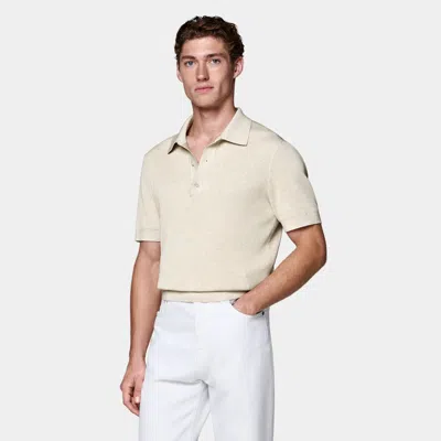 Suitsupply Sand Ribbed Polo In Neutral