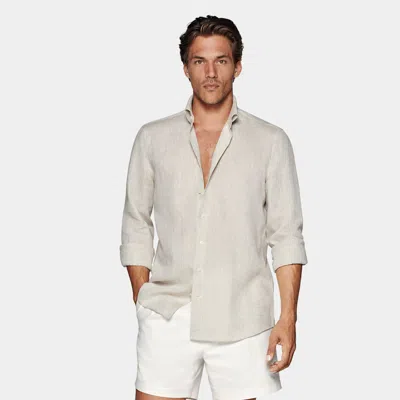 Suitsupply Sand Tailored Fit Shirt In Neutral