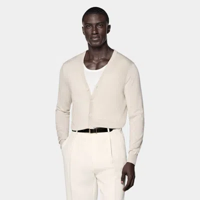 Suitsupply Sand V-neck Cardigan In White
