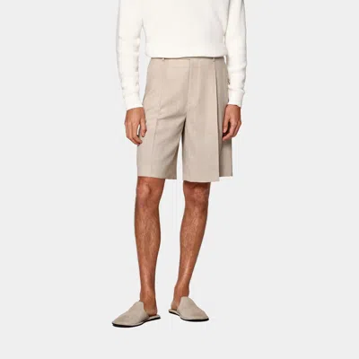Suitsupply Sand Wide Leg Shorts In Pink