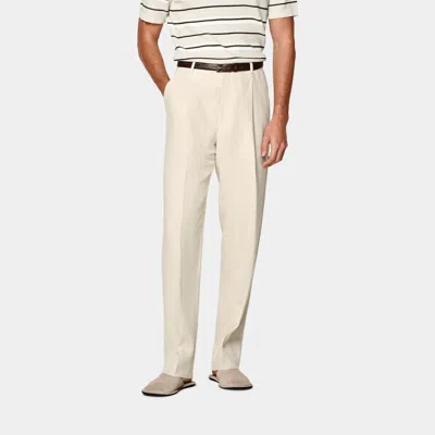 Suitsupply Sand Wide Leg Straight Suit Trousers In White