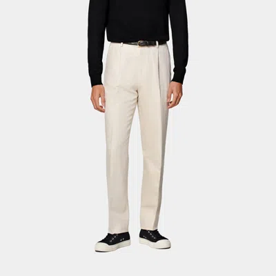 Suitsupply Sand Wide Leg Tapered Pants In White