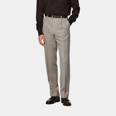 Suitsupply Sand Wide Leg Tapered Trousers In Gray