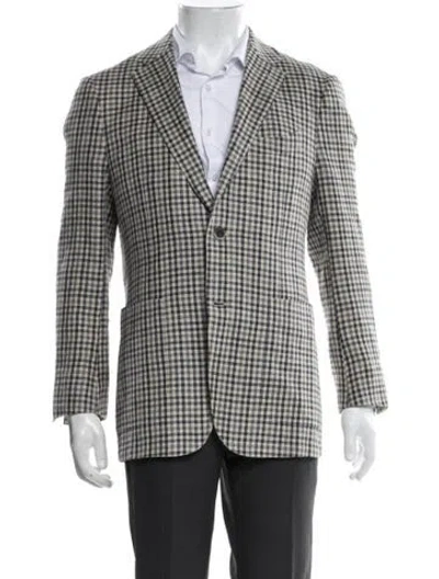 Pre-owned Suitsupply Silk Plaid Print Blazer In Neutrals