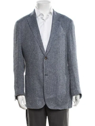 Pre-owned Suitsupply Silk Tweed Pattern Blazer In Blue