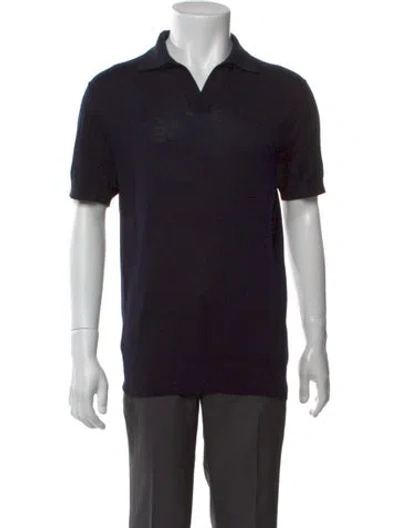 Pre-owned Suitsupply Silk V-neck Polo Shirt In Black