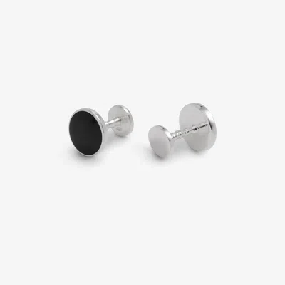 Suitsupply Silver Round Cufflinks In Black