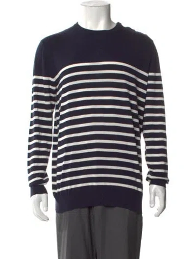 Pre-owned Suitsupply Striped Crew Neck Pullover In Blue
