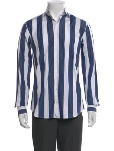 Pre-owned Suitsupply Striped Long Sleeve Dress Shirt In Blue