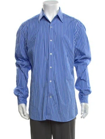Pre-owned Suitsupply Striped Long Sleeve Dress Shirt In Blue