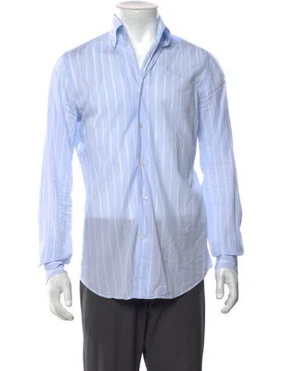 Pre-owned Suitsupply Striped Long Sleeve Dress Shirt In Blue/white