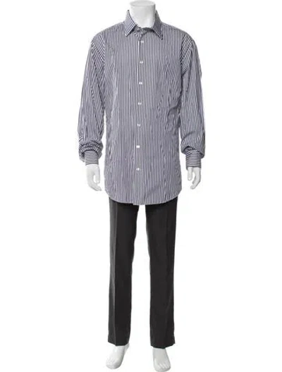 Pre-owned Suitsupply Striped Long Sleeve Dress Shirt In Green