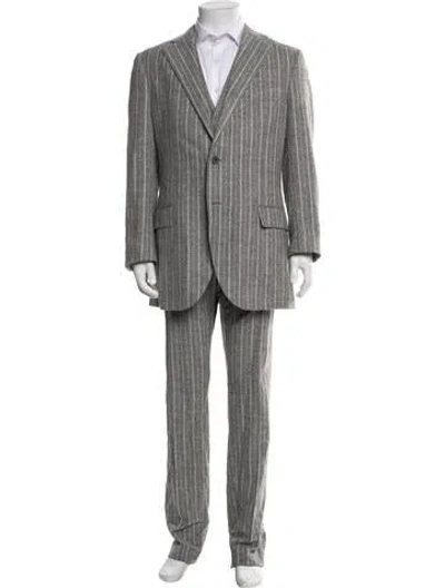 Pre-owned Suitsupply Striped Three-piece Suit In Grey