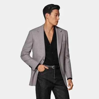 Suitsupply Taupe Checked Tailored Fit Milano Blazer