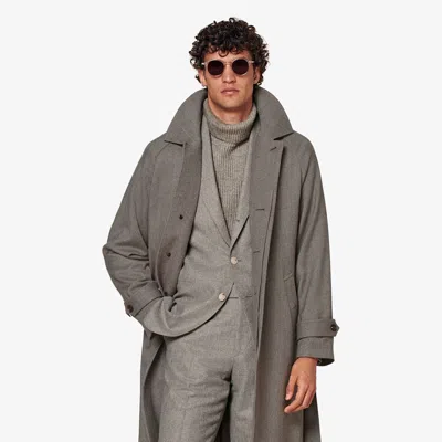 Suitsupply Taupe Herringbone Belted Overcoat