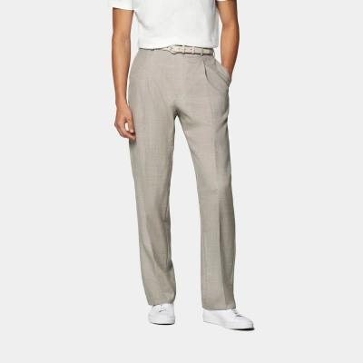 Suitsupply Taupe Pleated Duca Pants In Gray