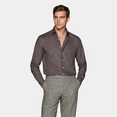 Suitsupply Taupe Slim Fit Shirt In Brown