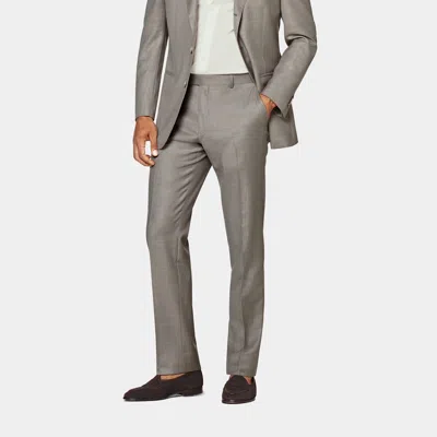 Suitsupply Taupe Straight Leg Milano Pants In Gray