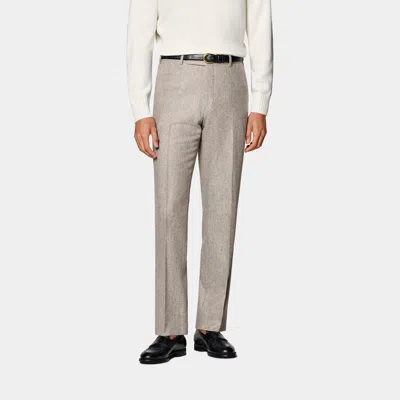 Suitsupply Taupe Straight Leg Pants In Gray