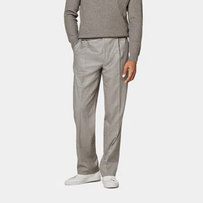Suitsupply Taupe Wide Leg Straight Pants In Gray