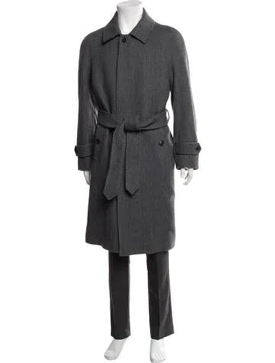 Pre-owned Suitsupply Tweed Pattern Trench Coat In Grey