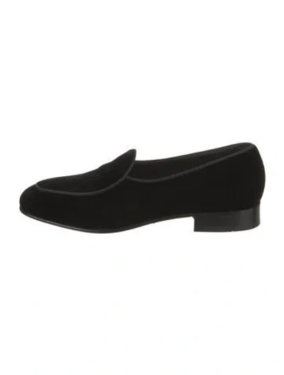 Pre-owned Suitsupply Velvet Grosgrain Trim Slippers In Black