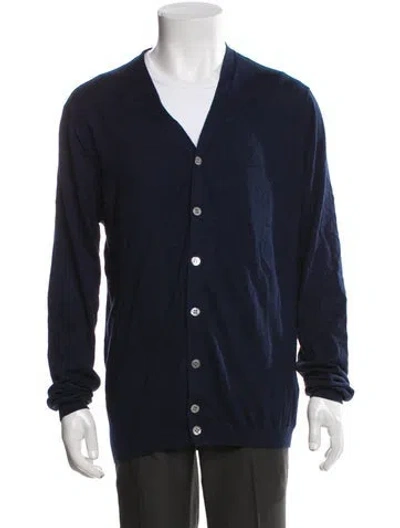 Pre-owned Suitsupply V-neck Long Sleeve Cardigan In Blue