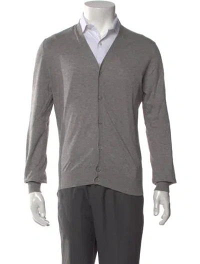Pre-owned Suitsupply V-neck Long Sleeve Cardigan In Gray