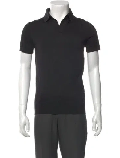 Pre-owned Suitsupply V-neck Short Sleeve Polo Shirt In Black