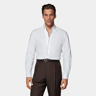 Suitsupply White Classic Collar One Piece Tailored Fit Shirt