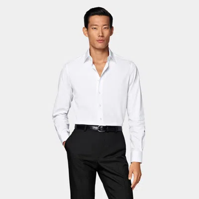 Suitsupply Light Grey Striped Poplin Tailored Fit Shirt In White
