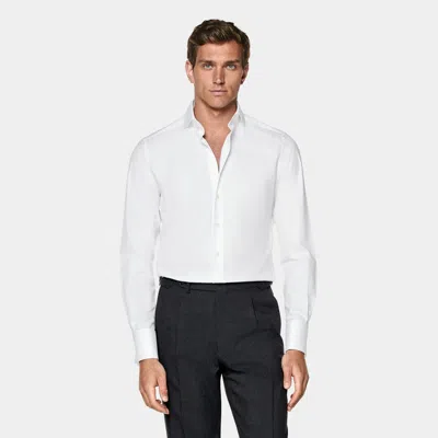 Suitsupply White Double Cuff Tailored Fit Shirt