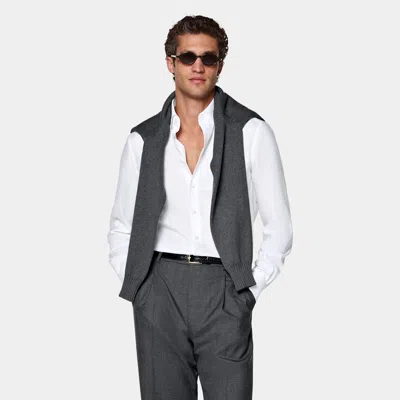 Suitsupply White Lyocell Shirt In Black